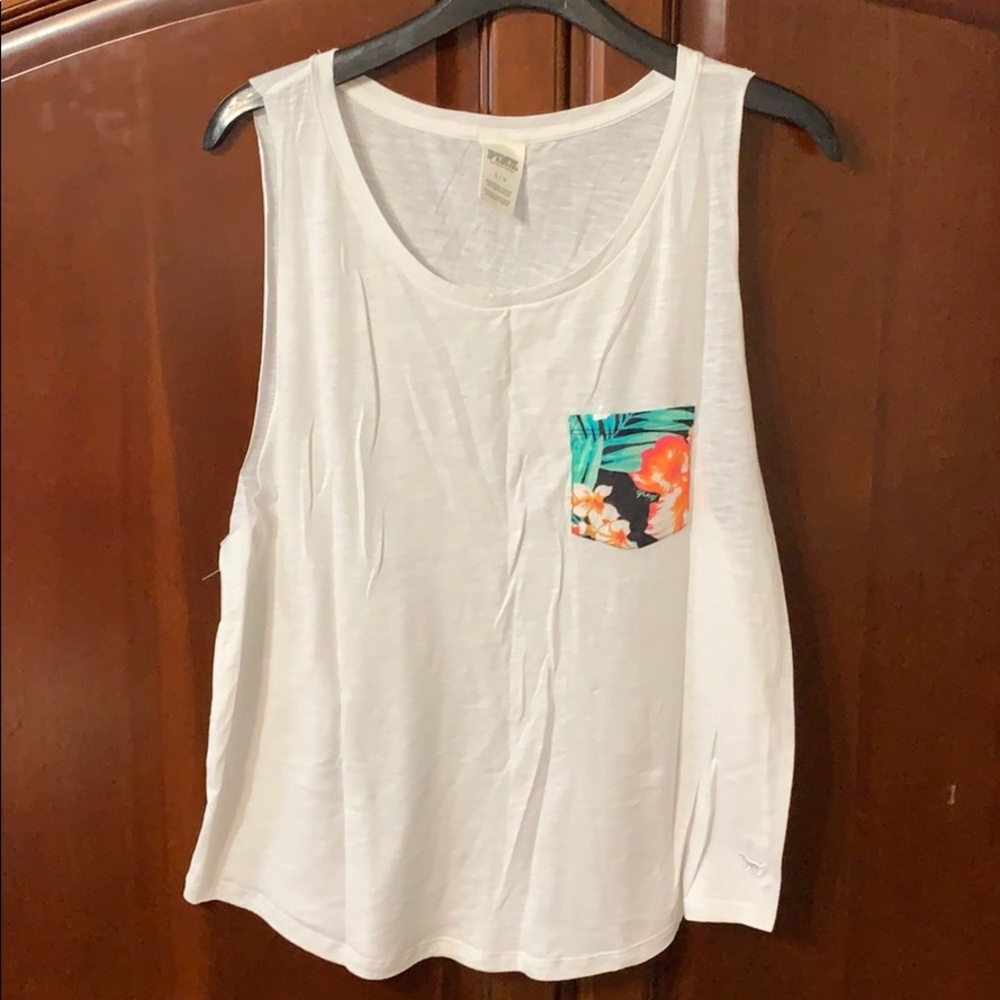 PINK Deep Tank with Floral Pocket